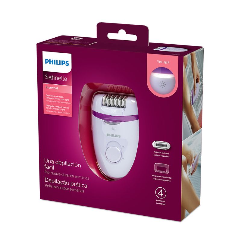 Philips Beauty Satinelle Essential Depiladora compacta para mujer, BRE235/04