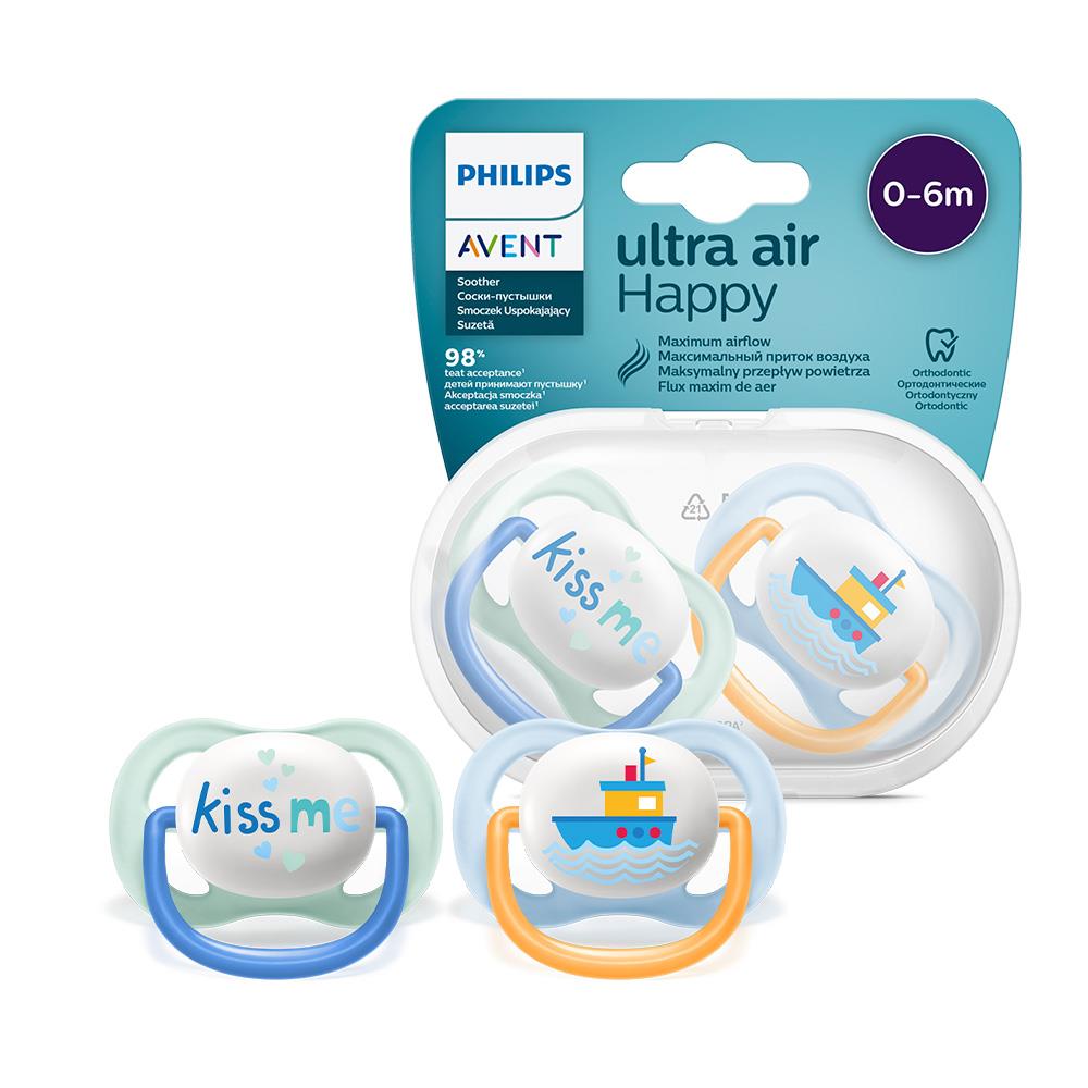 Philips Avent 2 chupetes ultra air collection happy 0-6 meses niña  Scf080/02